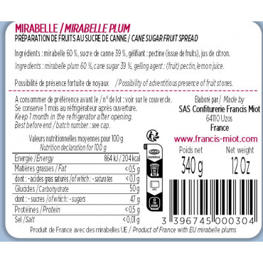 CONFITURE DE MIRABELLE AU SUCRE DE CANNE