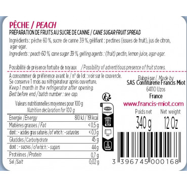 CONFITURE DE PECHE AU SUCRE DE CANNE