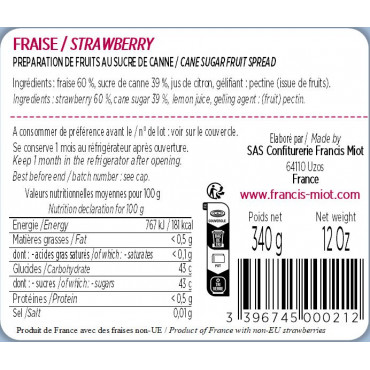 CONFITURE DE FRAISE AU SUCRE DE CANNE