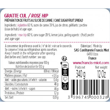 CONFITURE GRATTE CUL AU SUCRE DE CANNE