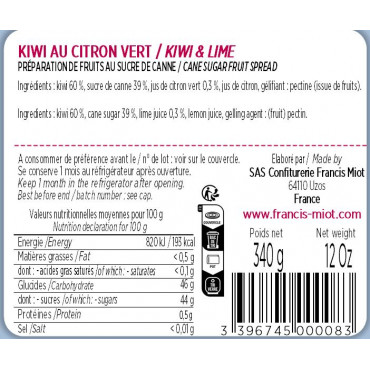 CONFITURE DE KIWI AU CITRON VERT AU SUCRE DE CANNE