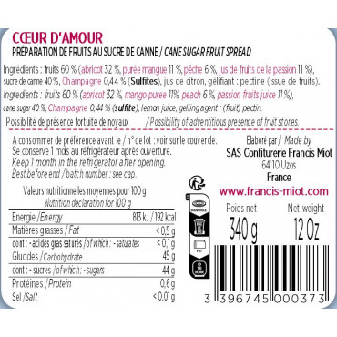 CONFITURE COEUR D'AMOUR AU SUCRE DE CANNE