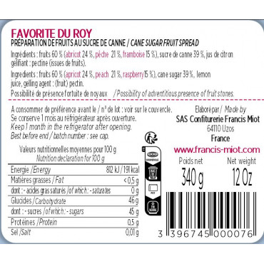 CONFITURE FAVORITE DU ROY AU SUCRE DE CANNE