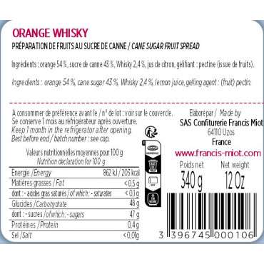 CONFITURE D'ORANGE WHISKY AU SUCRE DE CANNE