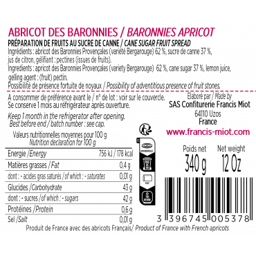 CONF. D'ABRICOT DES BARONNIES SUCRE DE CANNE